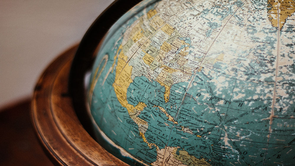 Photo of an old-fashioned, wooden globe